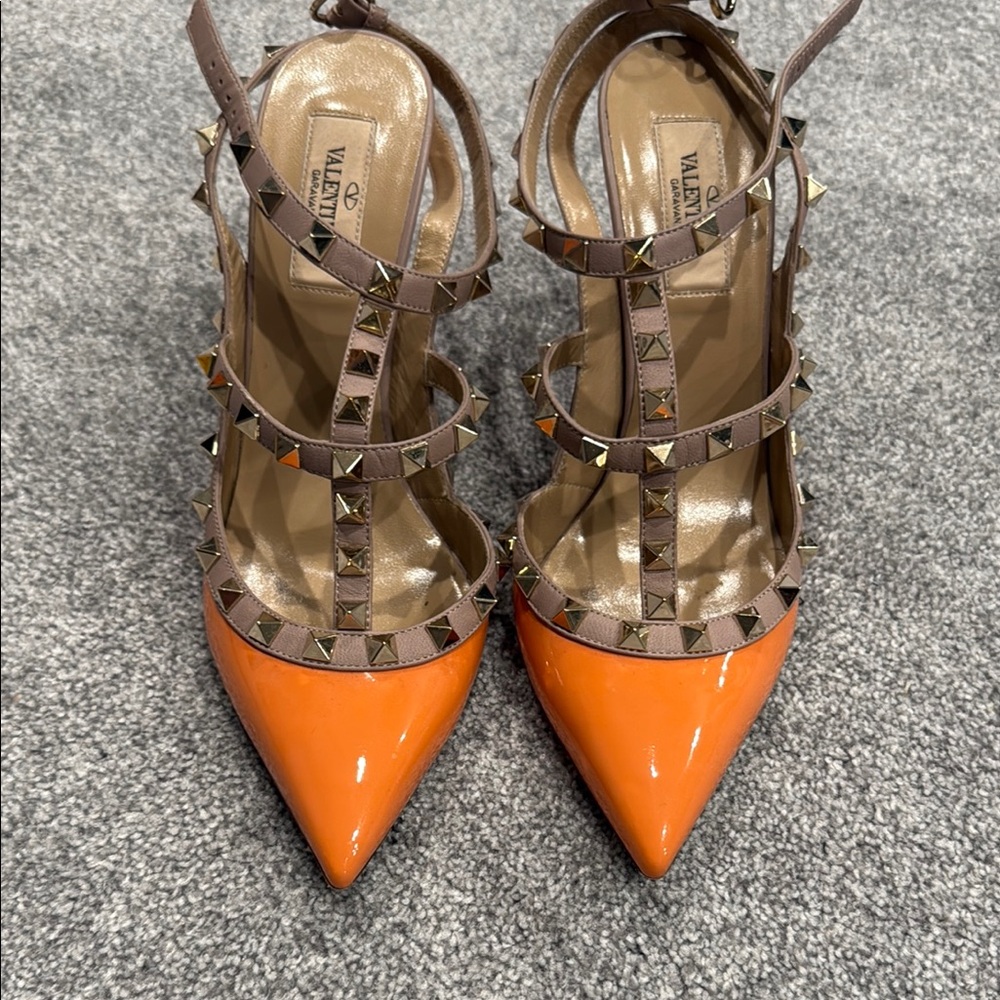 Valentino Women's Orange Studded Heels